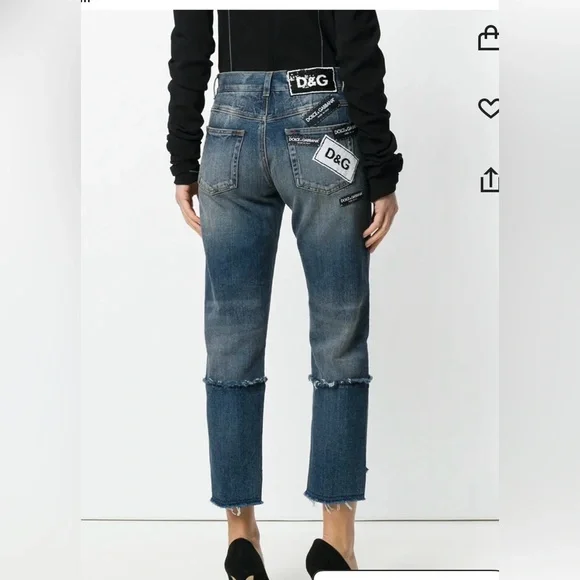 Dolce & Gabbana Distressed Ankle Jeans in Blue
